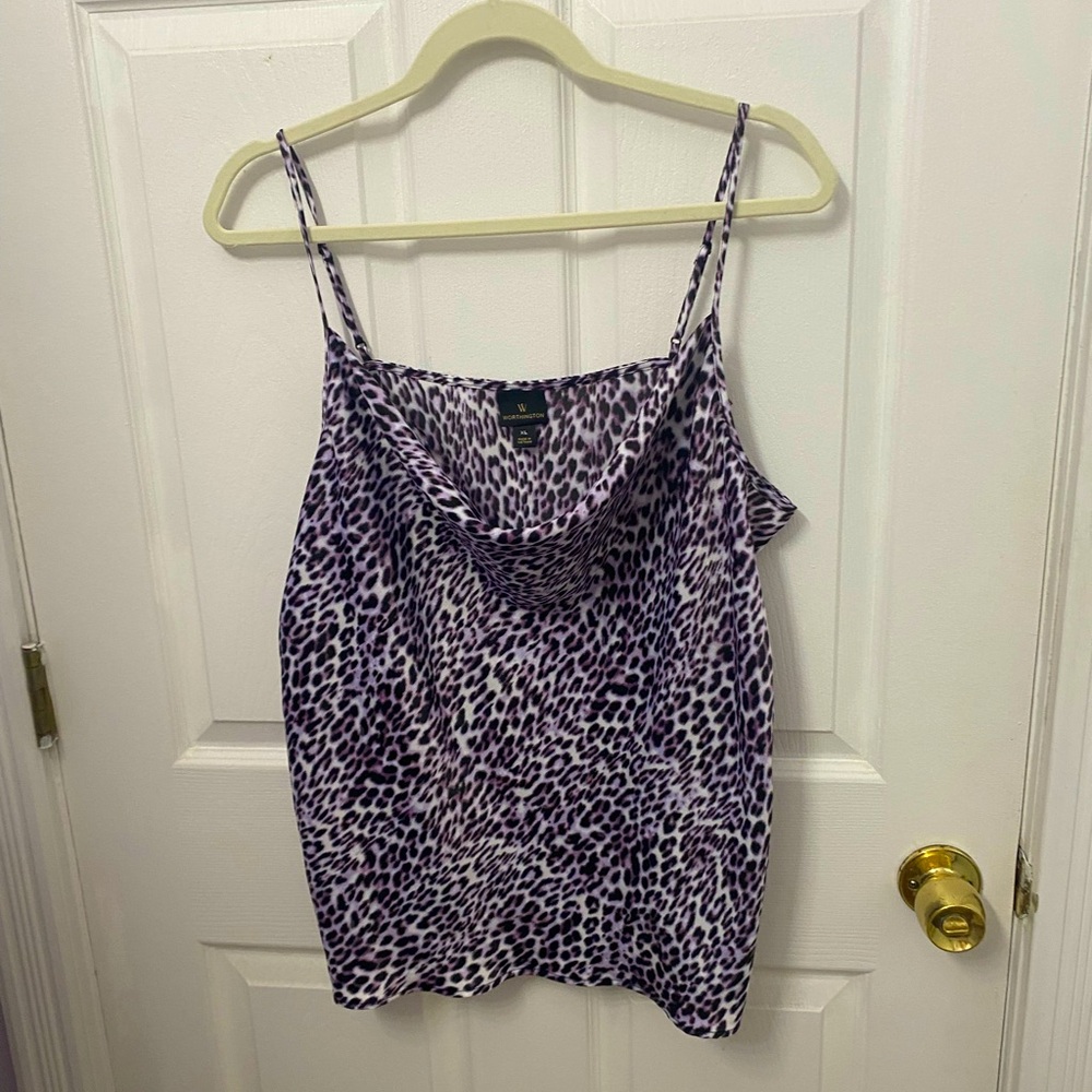 Purple leopard silky tank top